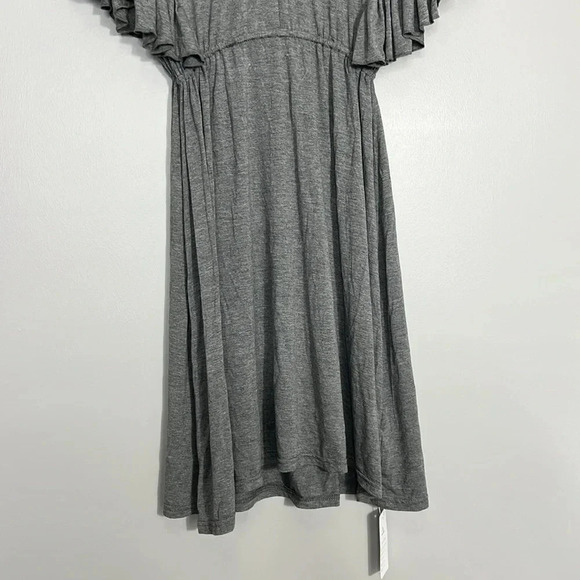 Beachsissi Gray Deep V Neck Sundress Cover Up Ruffle Shoulders Soft Lightweight - Picture 8 of 8